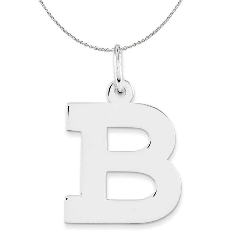 Silver Amanda Collection Medium Block Style Initial B Necklace - 16 In